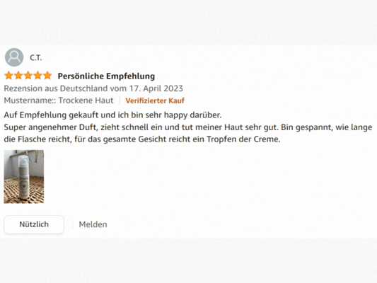 5* Rezension Amazon zu Alveroa Gesichtspflege